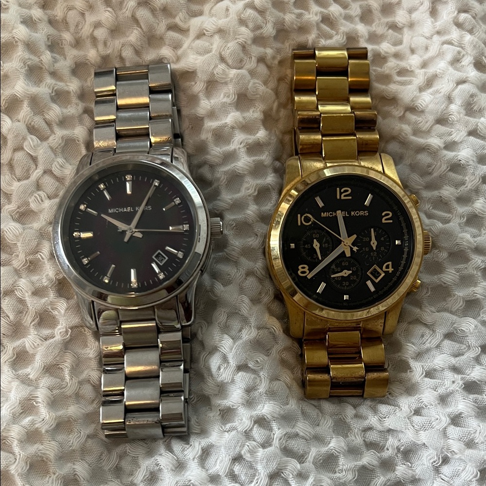 Michael Kors Stainless Steel and Gold-Tone Watch Duo - Black Dials